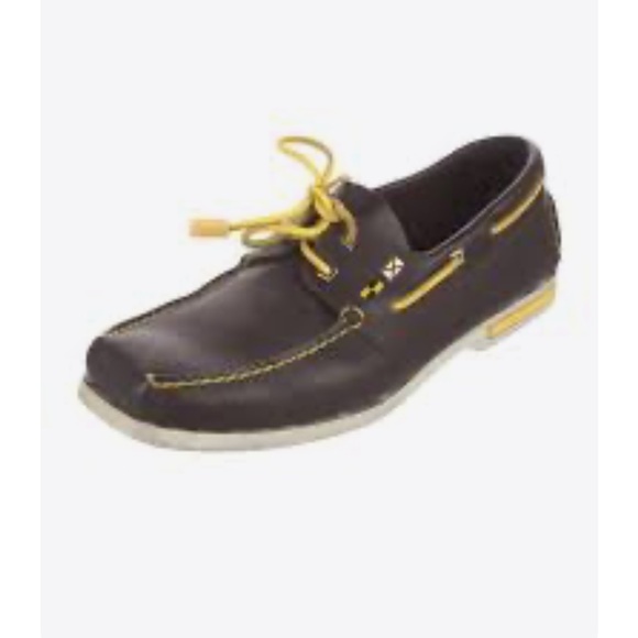 Louis Vuitton Dark Brown Boat Shoes with Yellow Highlights
